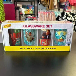 Seinfeld Glassware Set of 4, 16 ounce.  Festivus for the rest of us! Brand new!